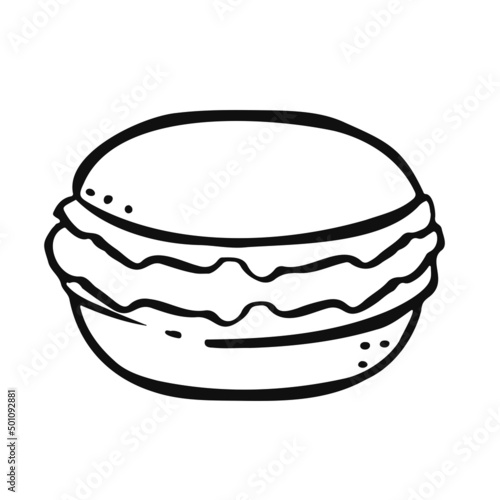 Dessert macaroon line isolated on white background. manual. vector