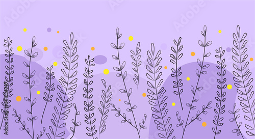 Horizont banner with twigs line art