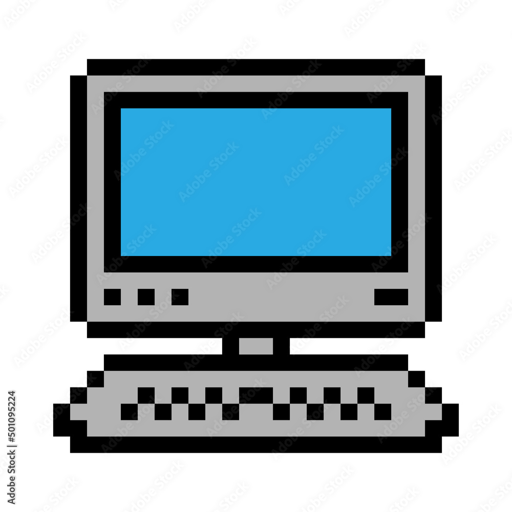 Computer pixel icon simple design Computer pixel icon simple design