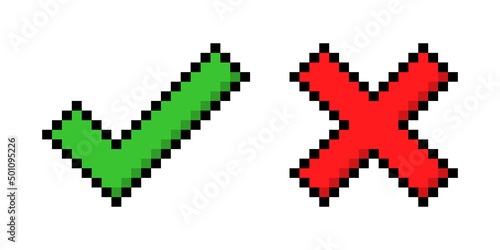 Check mark pixel icon set