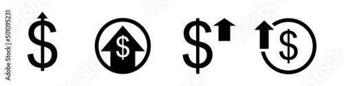Dollar up icon sign set