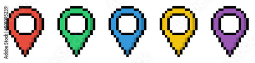 Pin pixel icon set simple design