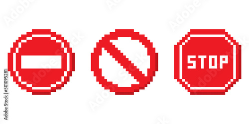 Road stop sign pixel set