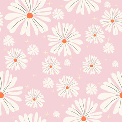 Wandcirkels Bloemen patronen Hippie madeliefjes jaren zeventig stijl  © Dovikuu