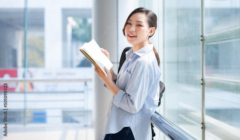 Image of young Asian college girl at school Image of young Asian college girl at school