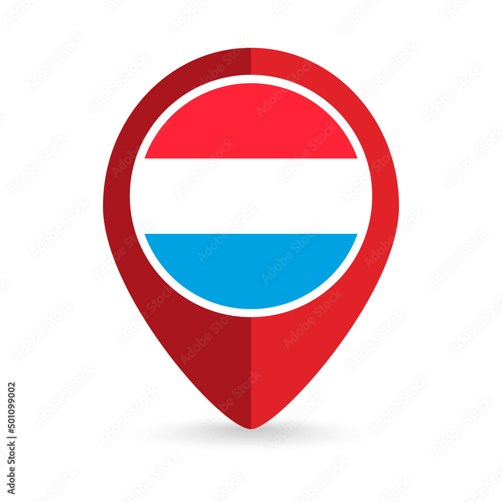 Map pointer with contry Luxembourg. Luxembourg flag. Vector illustration. Map pointer with contry Luxembourg. Luxembourg flag. Vector illustration.