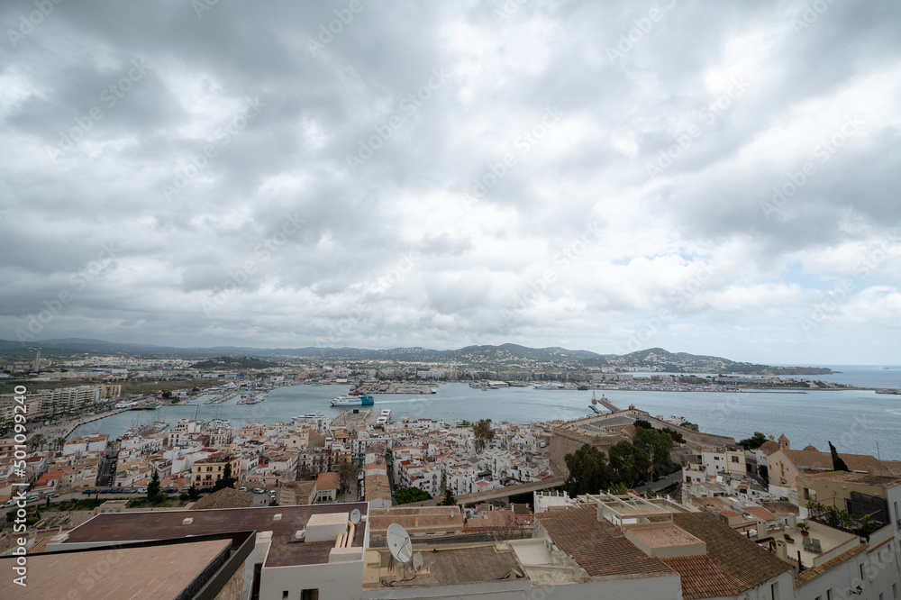 View from Dalt Vila old town in Ibiza in Spain in the summer of 2022.