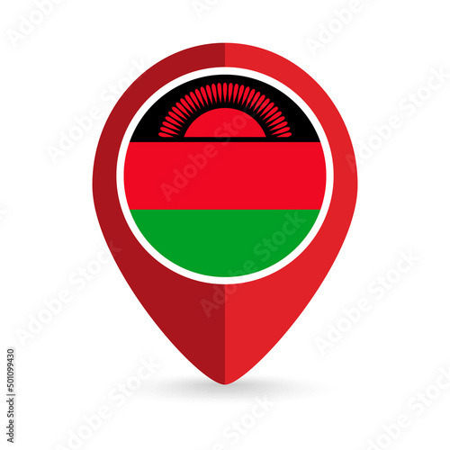 Free Download Map pointer with contry Malawi. Malawi flag. Vector illustration. - GFXLoad