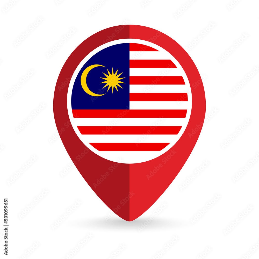 Map pointer with contry Malaysia. Malaysia flag. Vector illustration. Map pointer with contry Malaysia. Malaysia flag. Vector illustration.