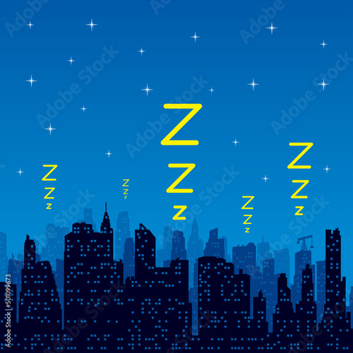 Urban vector cityscape at night