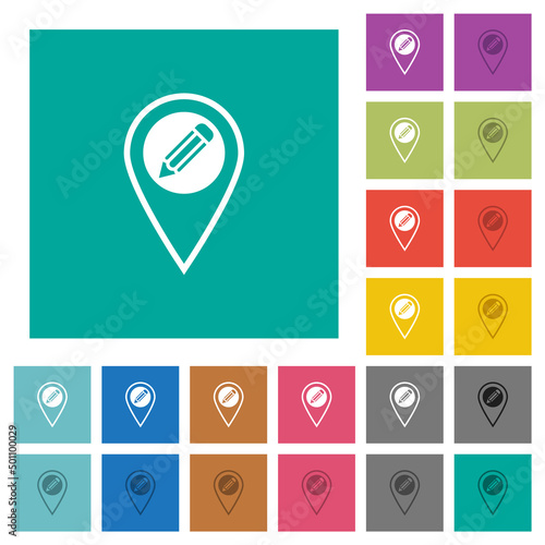 Edit GPS location square flat multi colored icons