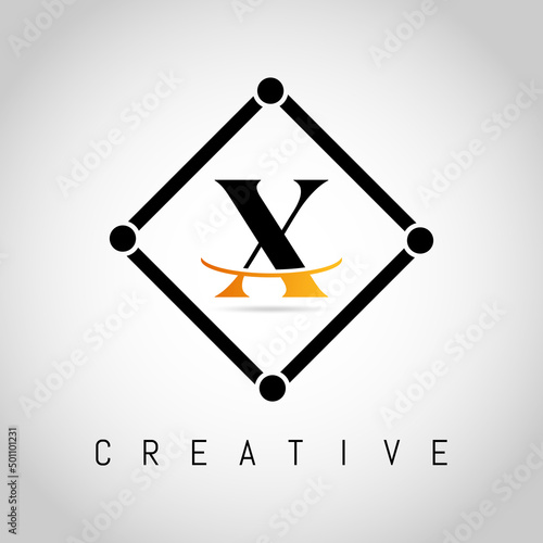 X Square Framed Letter Logo Design Vector. Creative Letter X Logo Design.
