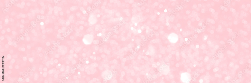 Pink sparkling glitter bokeh background, banner texture. Abstract defocused lights header. Wide screen wallpaper. Panoramic web banner with copy space for design Pink sparkling glitter bokeh background, banner texture. Abstract defocused lights header. Wide screen wallpaper. Panoramic web banner with copy space for design