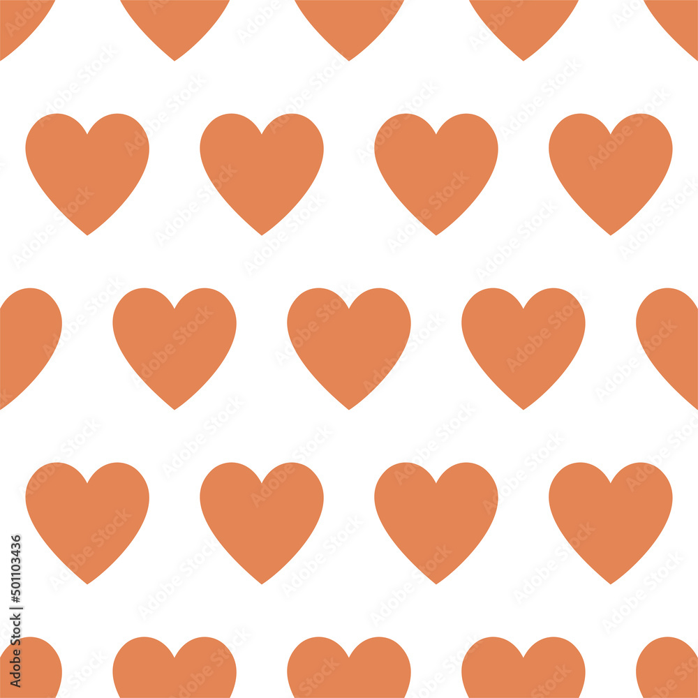 Yellow heart icon seamless pattern. Vector love signs. Gray heart shape.