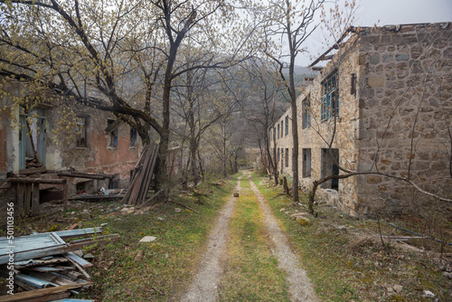 A city destroyed by an earthquake in the mountains of North Ossetia. Caucasus