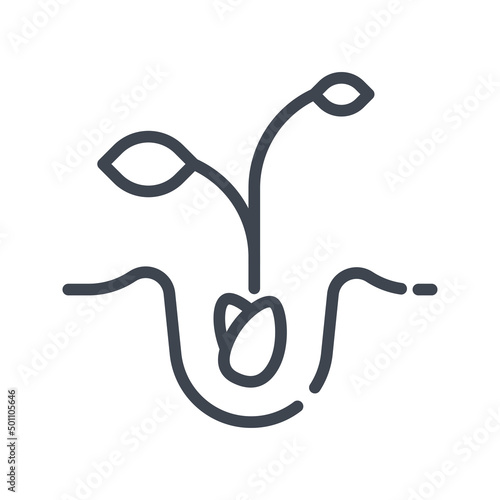 Vector sowing the seed line icon isolated