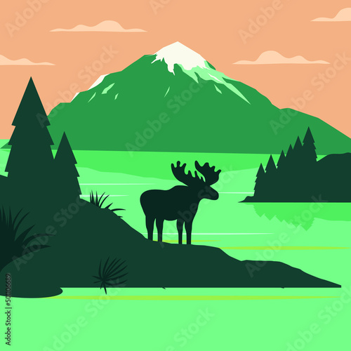 National Park landscape illustration background. suitable for poster design, travel poster, postcard, art print