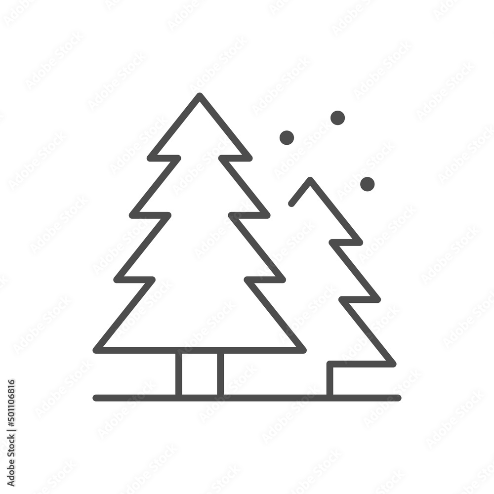 Coniferous forest line outline icon Coniferous forest line outline icon