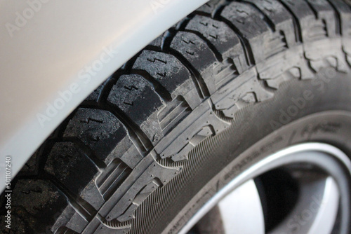 Close up of a rugged 4WD tire