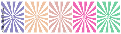 White background with pink sun rays. Abstract summer sun shine. Flat vector illustration
