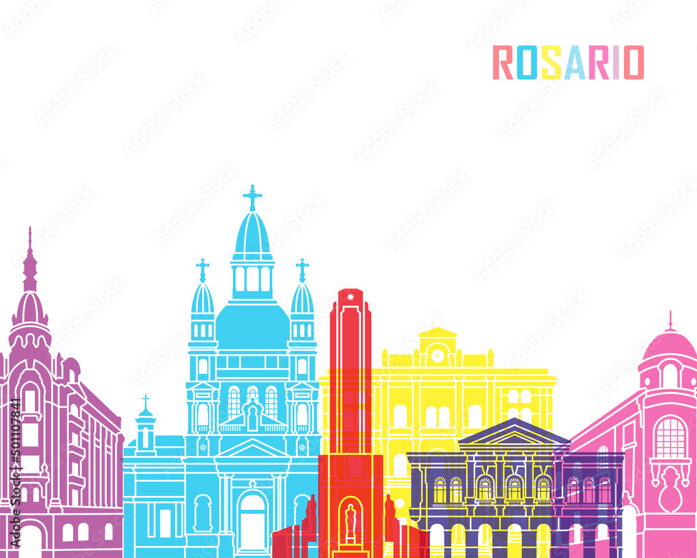 Rosario skyline in watercolor-poster