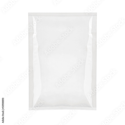 White square cosmetic packaging. Packaging for wet and dry wipes, cosmetic masks, samples of cosmetics and other products. The image is isolated on a white background.