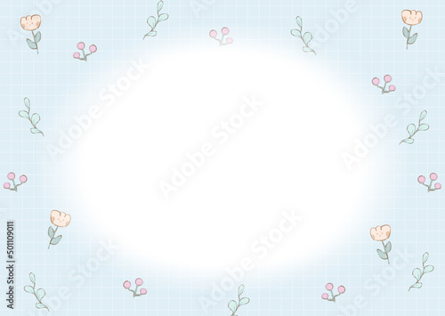 Flower and leaf frame background border. Botanical pastel background, illustration.
