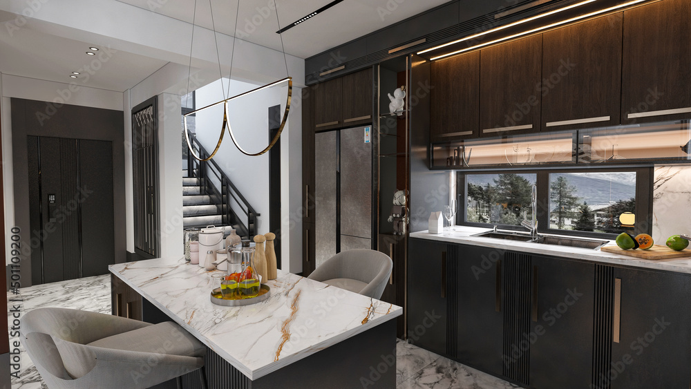 modern kitchen interior with kitchen, modern kitchen interior with ...