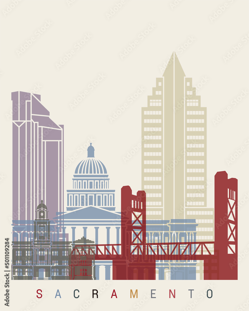 Fototapeta premium Sacramento skyline poster
