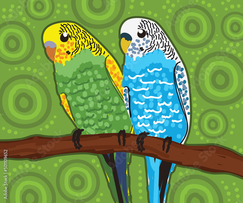 Australian parakeet dot artwork - Vector