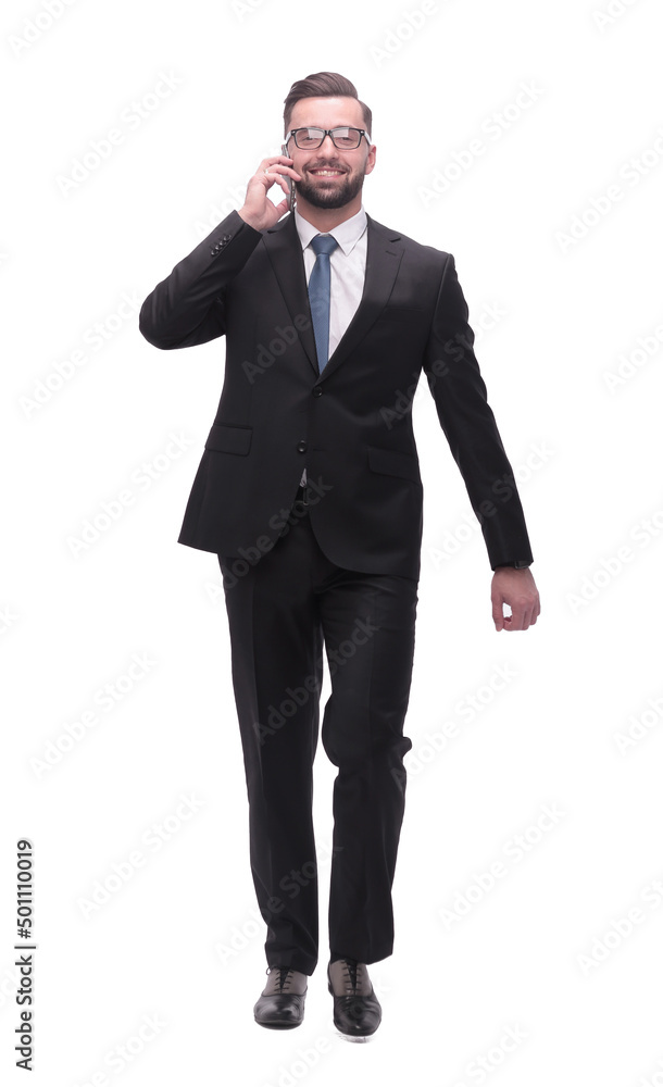 modern businessman talking on mobile phone. isolated on white modern businessman talking on mobile phone. isolated on white