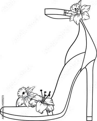 Floral high heel sandal, high heel sandal with flowers, flower shoe