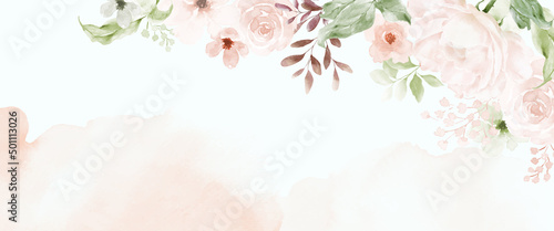 Watercolor rose flower abstract art on light orange background #501113026