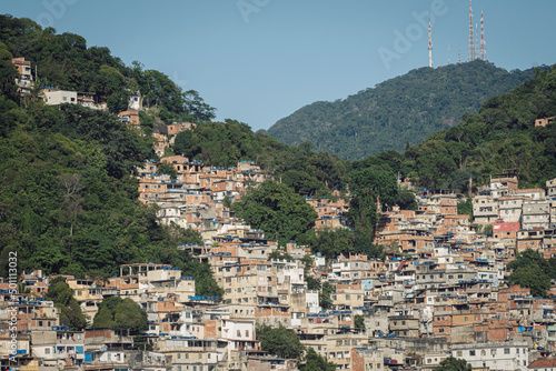 Tabajaras-Cabritos favela slum, impoverished community with poor housing, Tijuca National Park, Rio de Janeiro