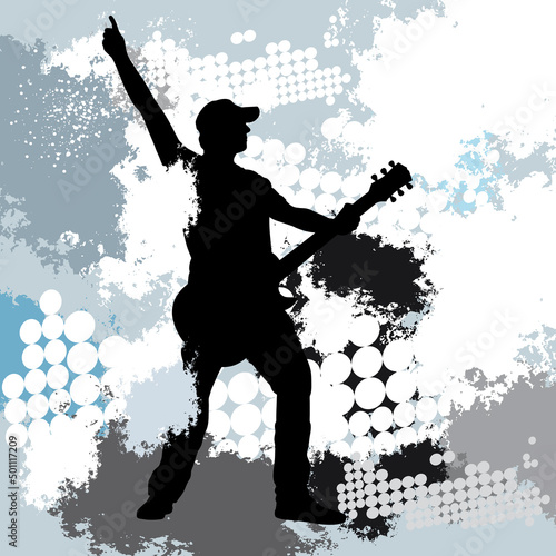 Musik graphic with guitar player.