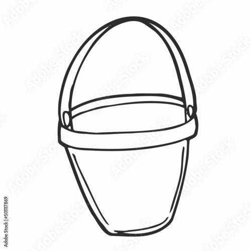 Beach sand castle bucket doodle icon vector