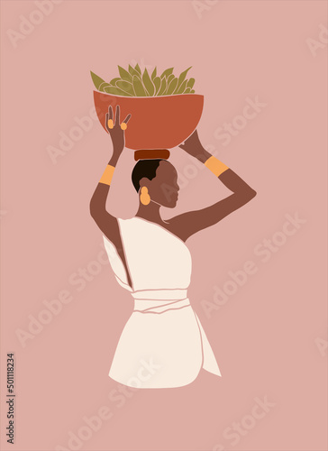 African black woman with basket on the head