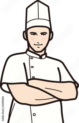 腕組みするコック