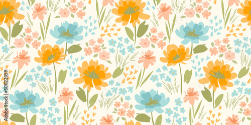 Obraz na plátně Floral seamless pattern