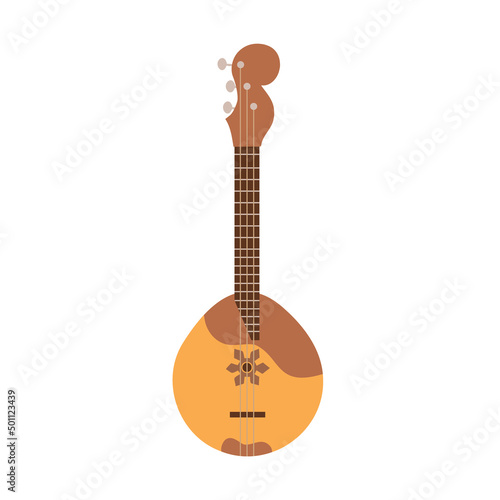 Domra national Russian and Ukrainian folk wooden stringed instrument. Vector Illustration for printing, backgrounds, covers, packaging, greeting cards and posters. Isolated on white background.