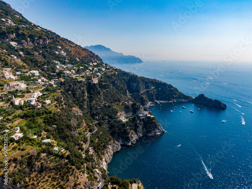 Amalfi Coast, Campania, Italy. Aerial drone view.