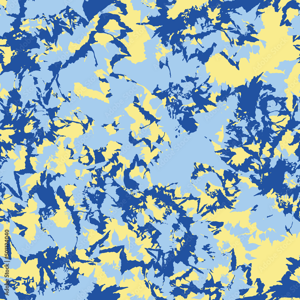 UFO camouflage of various shades of blue and yellow colors UFO camouflage of various shades of blue and yellow colors