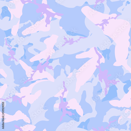 UFO camouflage of various shades of blue, pink and violet colors