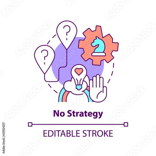 No strategy concept icon. Challenge in innovation management abstract idea thin line illustration. Failed business. Isolated outline drawing. Editable stroke. Arial, Myriad Pro-Bold fonts used