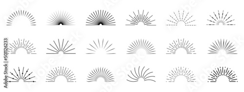 Sunburst Or Starburst Element Set - Different Vector Illustrations Isolated On White Background