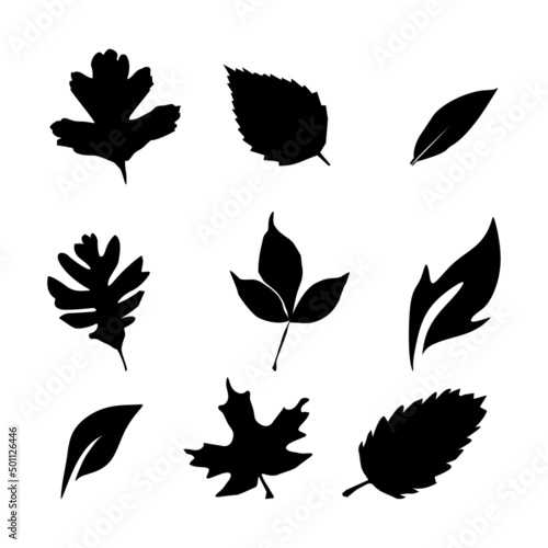 set of leaves silhouettes