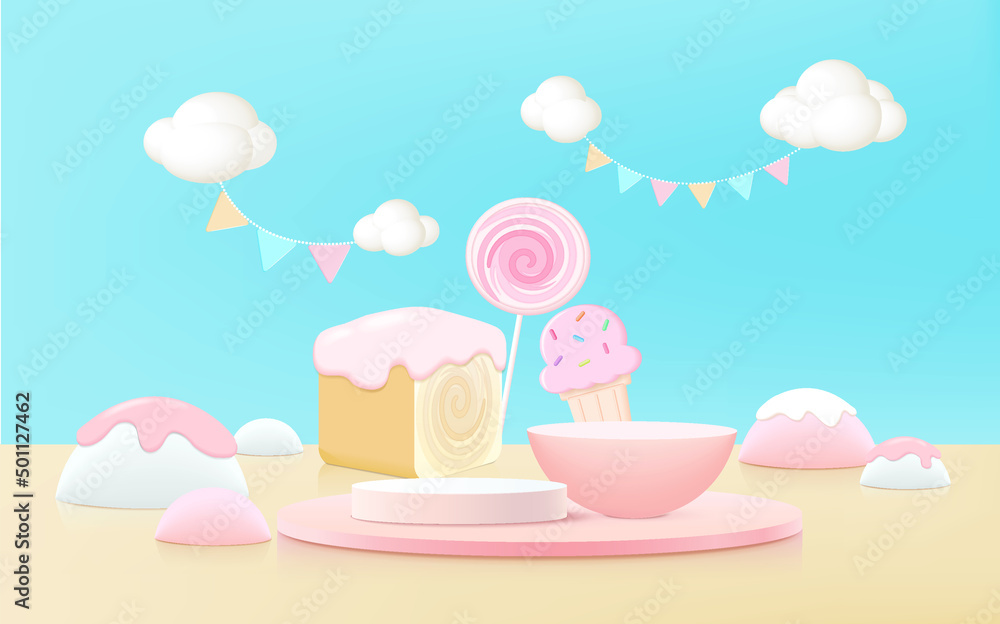 Minimal background mock up with podium for product display. 3d rendering. Minimal background mock up with podium for product display. 3d rendering.