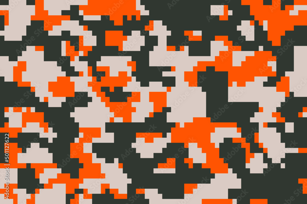 Military and army pixel camouflage seamless pattern in brown and orange colors Military and army pixel camouflage seamless pattern in brown and orange colors