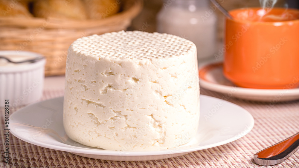 homemade cheese made in Minas Gerais, State of Brazil, traditional organic Brazilian breakfast cheese