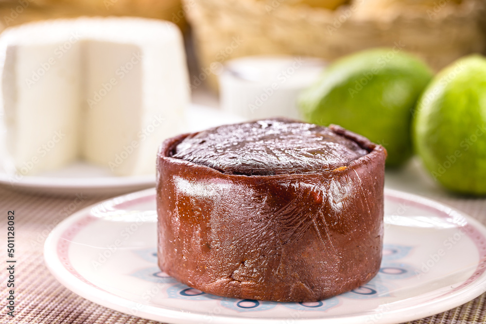 Brazilian guava paste, homemade guava paste, called goiabada smudge, traditional candy of the June or July festivities in Brazil Brazilian guava paste, homemade guava paste, called goiabada smudge, traditional candy of the June or July festivities in Brazil